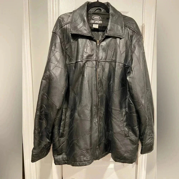 LeWorld Fine Leathers Men’s 100% Black Leather Stitched Patchwork Jacket Size XL - Picture 1 of 12